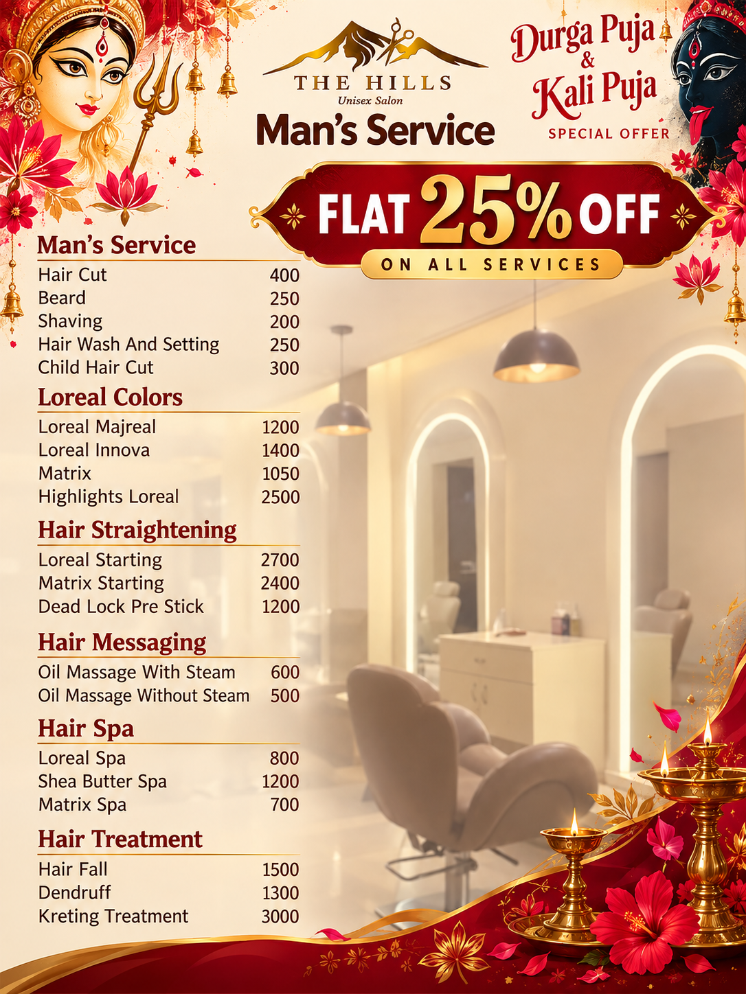 Festive Men's Salon Service Menu
